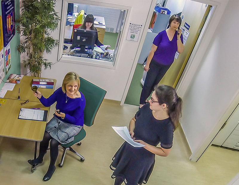RGUC reception area with staff working