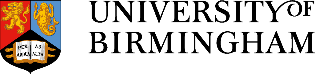 University of Birmingham logo. University name with stylised graphic design.