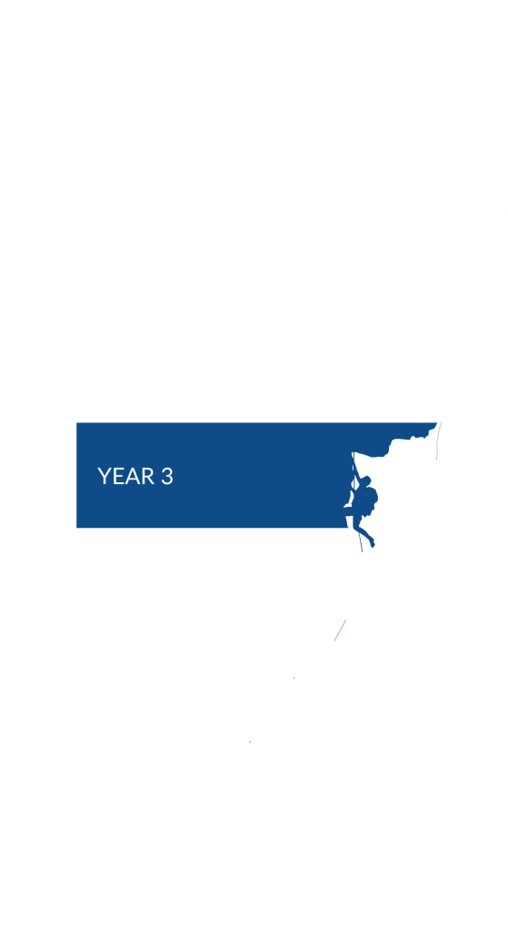 Climbing wall graphic where year 3 is highlighted to show the year group